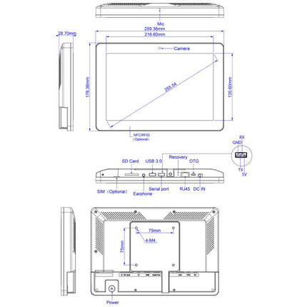 HSD1032 Touch Screen All in One PC, 10.1 inch, 4GB+32GB, Android 14, RK3576S Octa Core, RK3576S 4GB+32GB