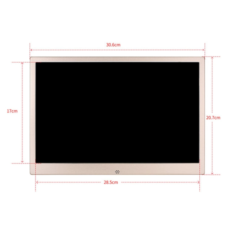 HSD1303 13.3 inch LED 1280x800 High Resolution Display Digital Photo Frame with Holder and Remote Control, Support SD / MMC / MS Card / USB Port, UK Plug(Gold), HSD1303 13.3 inch