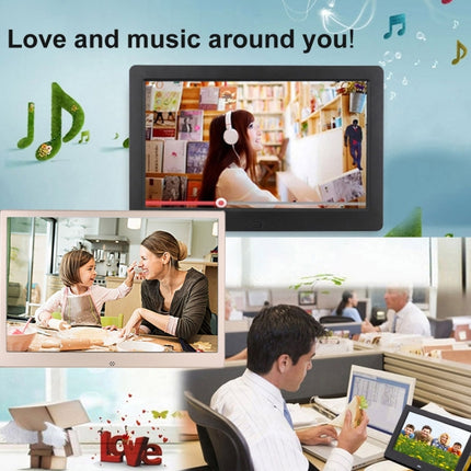 HSD1303 13.3 inch LED 1280x800 High Resolution Display Digital Photo Frame with Holder and Remote Control, Support SD / MMC / MS Card / USB Port, UK Plug(Gold), HSD1303 13.3 inch