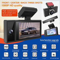 X12 2K Ultra HD Panoramic Triple Recording WiFi Car Driving Recorder Support Mobile APP