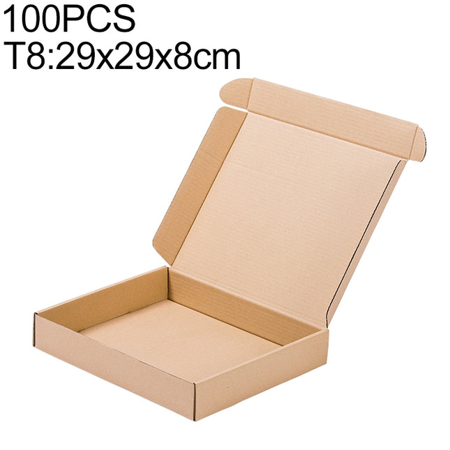 100 PCS Kraft Paper Shipping Box Packaging Box, Size: T8, 29x29x8cm, 29x29x8cm