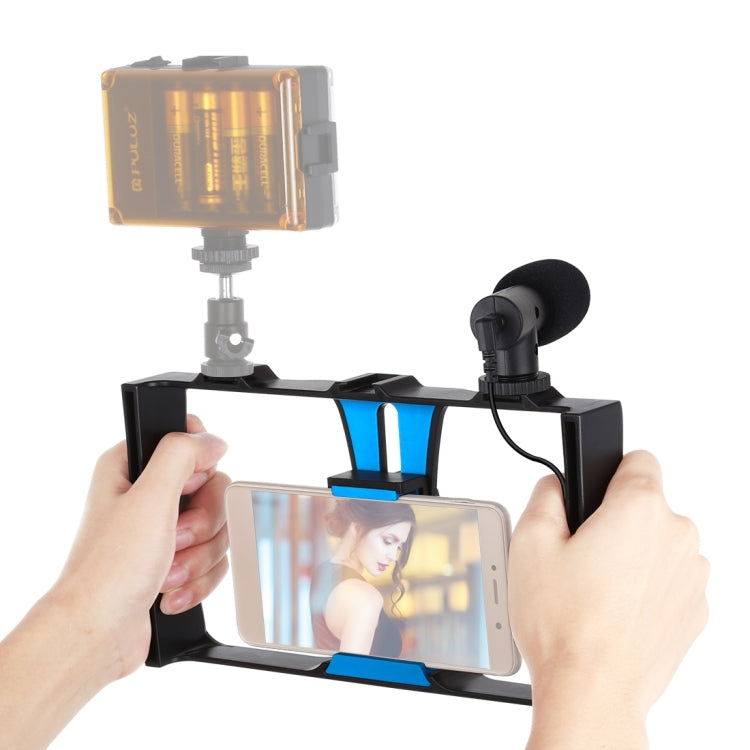 PULUZ 2 in 1 Live Broadcast Smartphone Video Rig + Microphone Kits for iPhone, Galaxy, Huawei, Xiaomi, HTC, LG, Google, and Other Smartphones, Vlogging Rig+Mic, Vlogging Rig+Mic(US)