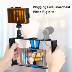 PULUZ 2 in 1 Vlogging Live Broadcast LED Selfie Light Smartphone Video Rig Kits with Cold Shoe Tripod Head for iPhone, Galaxy, Huawei, Xiaomi, HTC, LG, Google, and Other Smartphones, Vlogging Rig+Light, Vlogging Rig+Light(US)