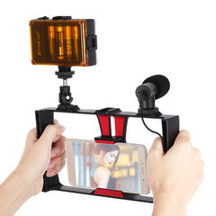 PULUZ 3 in 1 Vlogging Live Broadcast LED Selfie Light Smartphone Video Rig Kits with Microphone + Cold Shoe Tripod Head for iPhone, Galaxy, Huawei, Xiaomi, HTC, LG, Google, and Other Smartphones, 3-in-1, 3-in-1(Red), 3-in-1(US), 3-in-1(UAE)