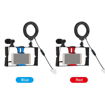 PULUZ 3 in 1 Vlogging Live Broadcast Smartphone Video Rig + Microphone +  4.7 inch 12cm Ring LED Selfie Light Kits with Cold Shoe Tripod Head for iPhone, Galaxy, Huawei, Xiaomi, HTC, LG, Google, and Other Smartphones, 3 in 1 Ring LED