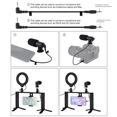 PULUZ 4 in 1 Vlogging Live Broadcast 4.7 inch 12cm Ring LED Selfie Light Smartphone Video Rig Handle Stabilizer Aluminum Bracket Kits with Microphone + Tripod Mount + Cold Shoe Tripod Head, Ring LED Aluminum Bracket Kits