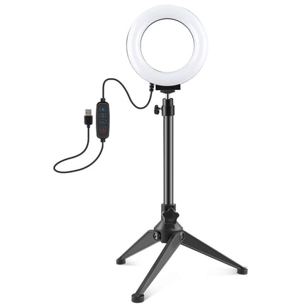 PULUZ 4.7 pulgadas 12 cm USB 3 modos regulables LED anillo vlogging fotografía video luces + soporte de trípode de escritorio con zapata fría trípode cabeza de bola, soporte de trípode + anillo LED