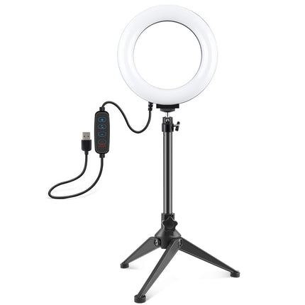 PULUZ 6.2 pulgadas 16 cm USB 3 modos regulable LED anillo vlogging fotografía video luces + soporte para trípode de escritorio con zapata fría trípode cabeza de bola, montaje para trípode + luz de 6.2 pulgadas