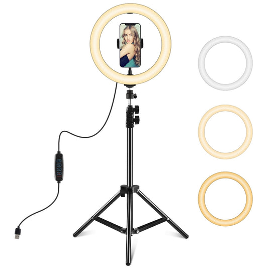 PULUZ 10.2 inch 26cm LED Ring Light  + 1.1m Tripod Mount Selfie Beauty Vlogging Video Light  Live Broadcast Kits, 1.1m Tripod Mount+Ring Light