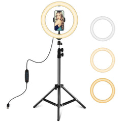 PULUZ 10.2 inch 26cm LED Ring Light  + 1.1m Tripod Mount Selfie Beauty Vlogging Video Light  Live Broadcast Kits, 1.1m Tripod Mount+Ring Light