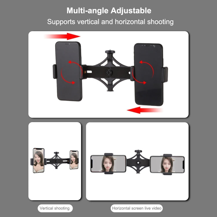 PULUZ 1.1m Tripod Mount + Live Broadcast Dual Phone Bracket + 6.2 inch 16cm LED Ring Vlogging Video Light Kits, 3 in 1 Live Broadcast Kits