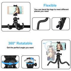 PULUZ Mini Octopus Flexible Tripod Holder with Ball Head & Phone Clamp + Tripod Mount Adapter & Long Screw for SLR Cameras, GoPro, Cellphone, Size: 25cmx4.5cm, 25cm Tripod + Phone Clamp