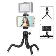 PULUZ Mini Octopus Flexible Tripod Holder with Ball Head & Phone Clamp + Tripod Mount Adapter & Long Screw for SLR Cameras, GoPro, Cellphone, Size: 25cmx4.5cm, 25cm Tripod + Phone Clamp