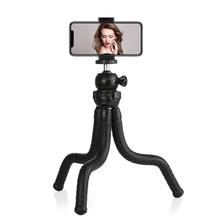 PULUZ Mini Octopus Soporte de trípode flexible con cabezal esférico y abrazadera para teléfono + adaptador de montaje de trípode y tornillo largo para cámaras SLR, GoPro, teléfono celular, tamaño: 30 cm x 5 cm, trípode de 30 cm + abrazadera para teléfono
