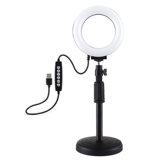 PULUZ 4.7 inch 12cm Curved Surface Ring Light + Round Base Desktop Mount USB 10 Modes 8 Colors RGBW Dimmable LED Ring Selfie Beauty Vlogging Photography Video Lights with Cold Shoe Tripod Ball Head, 4.7 inch RGBW+Desktop Mount