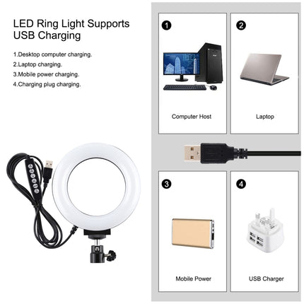 PULUZ 4.7 inch 12cm Curved Surface Ring Light + Round Base Desktop Mount USB 10 Modes 8 Colors RGBW Dimmable LED Ring Selfie Beauty Vlogging Photography Video Lights with Cold Shoe Tripod Ball Head
