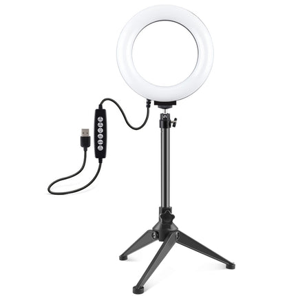 PULUZ 6.2 pulgadas 16 cm USB 10 modos 8 colores RGBW regulable LED anillo vlogueo fotografía video luces + soporte para trípode de escritorio con zapata fría trípode cabeza de bola, 6.2 pulgadas RGBW + soporte para trípode