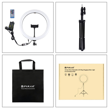 PULUZ 11.8 inch 30cm RGB Light 1.1m Tripod Mount Dimmable LED Ring Vlogging Selfie Photography Video Lights Live Broadcast Kits with Cold Shoe Tripod Ball Head & Phone Clamp