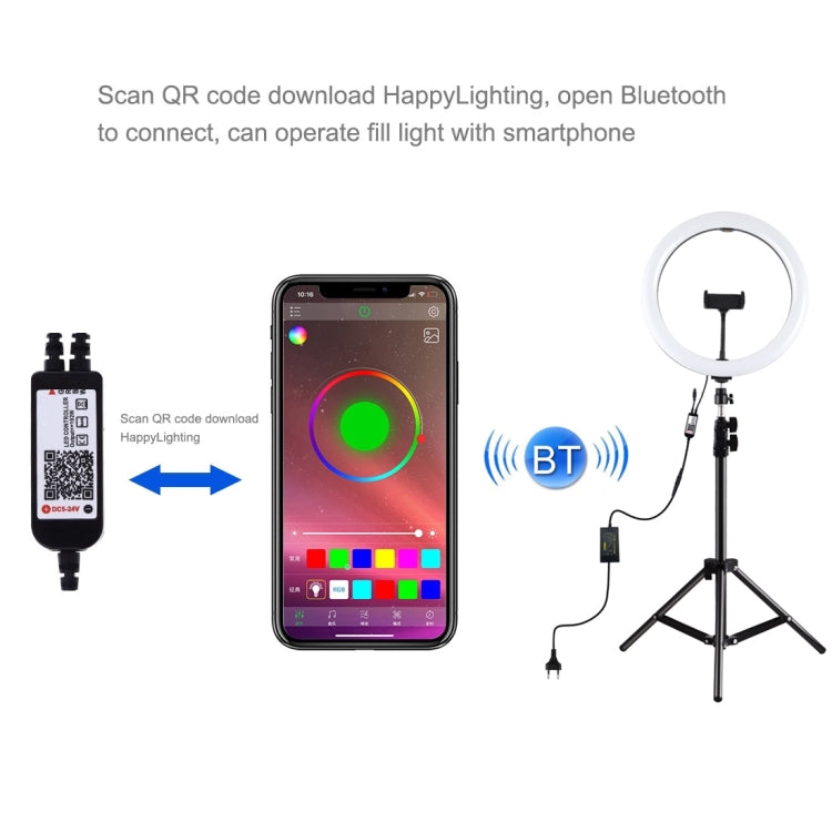 PULUZ 11.8 inch 30cm RGB Light 1.1m Tripod Mount Dimmable LED Ring Vlogging Selfie Photography Video Lights Live Broadcast Kits with Cold Shoe Tripod Ball Head & Phone Clamp, 12 inch RGB+Tripod(EU), 12 inch RGB+Tripod(UK), 11.8 inch RGB+Tripod(AU)�����...