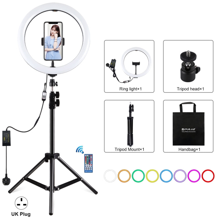 PULUZ 11.8 inch 30cm RGB Light 1.1m Tripod Mount Dimmable LED Ring Vlogging Selfie Photography Video Lights Live Broadcast Kits with Cold Shoe Tripod Ball Head & Phone Clamp, 12 inch RGB+Tripod(EU), 12 inch RGB+Tripod(UK), 11.8 inch RGB+Tripod(AU)�����...
