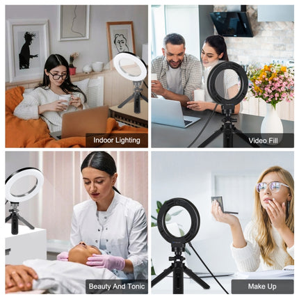 PULUZ 4.7 pulgadas 12 cm USB 3 modos regulables LED anillo vlogging fotografía video luces + kit de montaje de trípode de bolsillo con zapata fría trípode cabeza de bola, 4.7 pulgadas luz + trípode de bolsillo