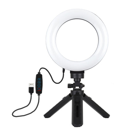 PULUZ 6.2 pulgadas 16 cm USB 3 modos regulables LED anillo vlogging fotografía video luces + kit de montaje de trípode de bolsillo con zapata fría trípode cabeza de bola, 6.2 pulgadas luz + trípode de bolsillo
