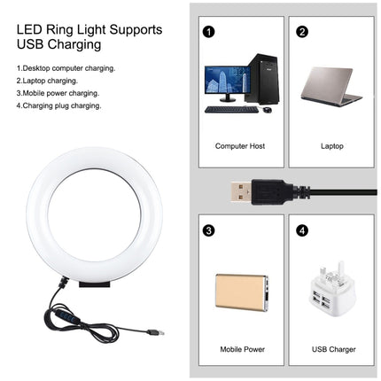 PULUZ 6.2 pulgadas 16 cm USB 3 modos regulables LED anillo vlogging fotografía video luces + kit de montaje de trípode de bolsillo con zapata fría trípode cabeza de bola, 6.2 pulgadas luz + trípode de bolsillo