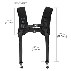 PULUZ 2 in 1 Multi-functional Bundle Waistband Strap + Double Shoulders Strap Kits with Hook for SLR / DSLR Cameras