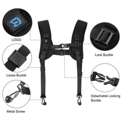 PULUZ 2 in 1 Multi-functional Bundle Waistband Strap + Double Shoulders Strap Kits with Hook for SLR / DSLR Cameras
