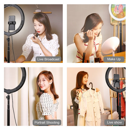 PULUZ 11.8 inch 30cm Light + 1.65m Tripod Mount Curved Surface USB 3 Modes Dimmable Dual Color Temperature LED Ring Vlogging Video Light Live Broadcast Kits with Phone Clamp