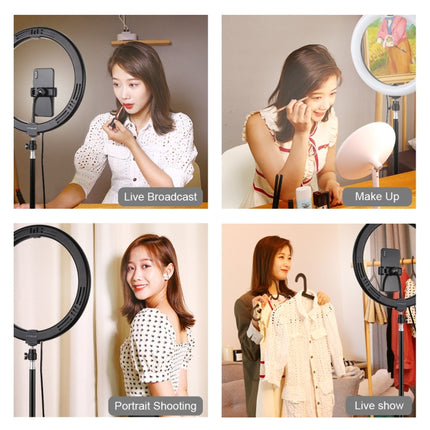 PULUZ 11.8 inch 30cm Light + 1.1m Tripod Mount Curved Surface USB 3 Modes Dimmable Dual Color Temperature LED Ring Vlogging Video Light  Live Broadcast Kits with Phone Clamp