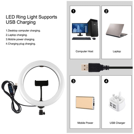 PULUZ 1.65m Tripod Mount + Dual Phone Brackets + 10.2 inch 26cm Curved Surface USB 3 Modes Dimmable Dual Color Temperature Ring Selfie Vlogging Video Light Live Broadcast Kits with Phone Clamp & Selfie Remote Control