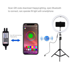 PULUZ 11.8 inch 30cm RGBW Light + 1.1m Tripod Mount Curved Surface Dimmable LED Dual Color Temperature LED Ring Selfie Vlogging Video Light  Live Broadcast Kits with Cold Shoe Tripod Ball Head & Phone Clamp & Remote Control, 11.8 inch RGB+1.1m Tripod