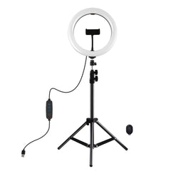 PULUZ 10.2 inch 26cm Ring Light + 1.1m Tripod Mount USB 3 Modes Dimmable Dual Color Temperature LED Curved Diffuse Light Vlogging Selfie Photography Video Lights with Phone Clamp & Selfie Remote Control, 10.2 inch+1.1m Tripod