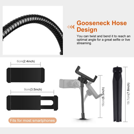 PULUZ 10.2 inch 26cm Selfie Beauty Light + Desktop Tripod Mount USB 3 Modes Dimmable LED Ring Vlogging Selfie Photography Video Lights with Cold Shoe Tripod Ball Head & Phone Clamp