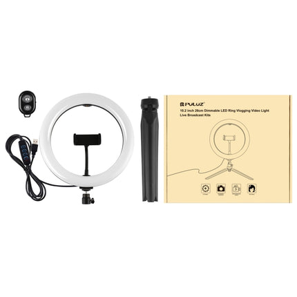 PULUZ 10,2 Zoll 26 cm Licht + Tischstativhalterung USB 3 Modi Dimmbar Zweifarbtemperatur LED Gebogener diffuser Lichtring Vlogging Selfie Fotografie Videoleuchten mit Telefonklemme, 10,2 Zoll + Tischstativ, 10,2 Zoll Gebogen + Stativ