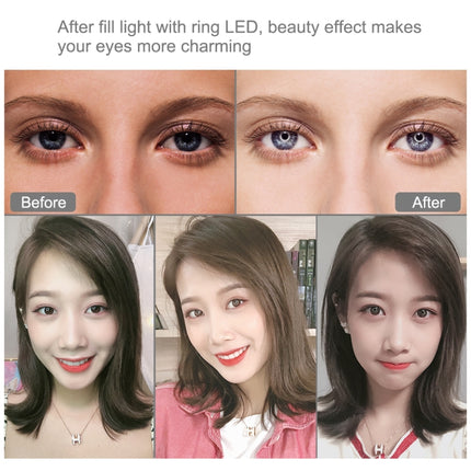 PULUZ 10,2 Zoll 26 cm Licht + Tischstativhalterung USB 3 Modi Dimmbar Zweifarbtemperatur LED Gebogener diffuser Lichtring Vlogging Selfie Fotografie Videoleuchten mit Telefonklemme, 10,2 Zoll + Tischstativ, 10,2 Zoll Gebogen + Stativ