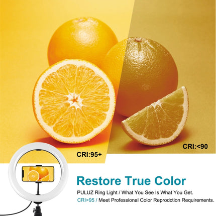 PULUZ 10,2 Zoll 26 cm Licht + Tischstativhalterung USB 3 Modi Dimmbar Zweifarbtemperatur LED Gebogener diffuser Lichtring Vlogging Selfie Fotografie Videoleuchten mit Telefonklemme, 10,2 Zoll + Tischstativ, 10,2 Zoll Gebogen + Stativ