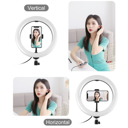 PULUZ 10,2 Zoll 26 cm Licht + Tischstativhalterung USB 3 Modi Dimmbar Zweifarbtemperatur LED Gebogener diffuser Lichtring Vlogging Selfie Fotografie Videoleuchten mit Telefonklemme, 10,2 Zoll + Tischstativ, 10,2 Zoll Gebogen + Stativ