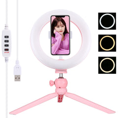 PULUZ 7,9 Zoll 20 cm Licht + Tischstativhalterung USB 3 Modi Dimmbar Zweifarbtemperatur LED Gebogener Lichtring Vlogging Selfie Beauty-Fotografie Videoleuchten mit Telefonklemme, 7,9 Zoll + Tischstativ, 7,9 Zoll + Stativ