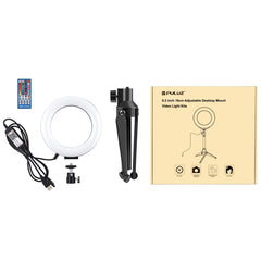 PULUZ 6.2 pulgadas 16 cm RGBW Luz + Soporte para trípode de escritorio + Anillo LED regulable USB Vlogging Fotografía Video Luces con zapata fría Trípode Cabezal de bola y control remoto, Soporte para trípode + 6.2 pulgadas RGBW / Control remoto