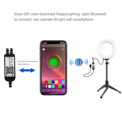 PULUZ 6.2 pulgadas 16 cm RGBW Luz + Soporte para trípode de escritorio + Anillo LED regulable USB Vlogging Fotografía Video Luces con zapata fría Trípode Cabezal de bola y control remoto, Soporte para trípode + 6.2 pulgadas RGBW / Control remoto