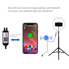 PULUZ 11.8 inch 30cm RGBW Light + 1.65m Mount Curved Surface RGBW Dimmable LED Ring Selfie Vlogging Light  Live Broadcast Kits with Cold Shoe Tripod Adapter & Phone Clamp & Remote Control, 11.8 inch RGBW+1.65m Tripod