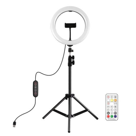 PULUZ 10.2 inch 26cm Marquee LED RGBWW Selfie Beauty Light  + 1.1m Tripod Mount 168 LED Dual-color Temperature Dimmable Ring Vlogging Photography Video Lights with Cold Shoe Tripod Ball Head & Remote Control & Phone Clamp, 10 inch RGBWW + 1.1m Mount