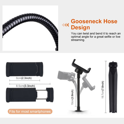 PULUZ 10.2 inch 26cm Marquee LED RGBWW Selfie Beauty Light + Desktop Tripod Mount 168 LED Dual-color Temperature Dimmable Ring Vlogging Photography Video Lights with Cold Shoe Tripod Ball Head & Remote Control & Phone Clamp