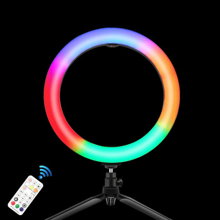 PULUZ 10.2 inch 26cm Marquee LED RGBWW Selfie Beauty Light + Desktop Tripod Mount 168 LED Dual-color Temperature Dimmable Ring Vlogging Photography Video Lights with Cold Shoe Tripod Ball Head & Remote Control & Phone Clamp
