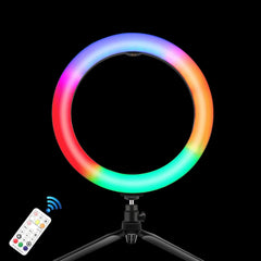 PULUZ 10.2 inch 26cm Marquee LED RGBWW Selfie Beauty Light + Desktop Tripod Mount 168 LED Dual-color Temperature Dimmable Ring Vlogging Photography Video Lights with Cold Shoe Tripod Ball Head & Remote Control & Phone Clamp, 10.2 inch RGBWW+Desktop Mount