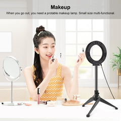 PULUZ 4.7 inch 12cm Ring Light + Desktop Tripod Selfie Stick Mount USB White Light LED Ring Selfie Beauty Vlogging Photography Video Lights Kits