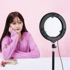 PULUZ 7.9 inch 20cm Mirror Light+ 1.1m Tripod Mount USB 3 Modes Dimmable Dual Color Temperature LED Curved Light Ring Vlogging Selfie Photography Video Lights with Mirror & Phone Clamp, 7.9 inch Mirror Light + 1.1m Mount