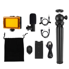 Kit de soporte mini pulpo PULUZ 4 en 1 para vlogs en vivo + luz de estudio + micrófono + kits de abrazadera para teléfono, trípode 4 en 1